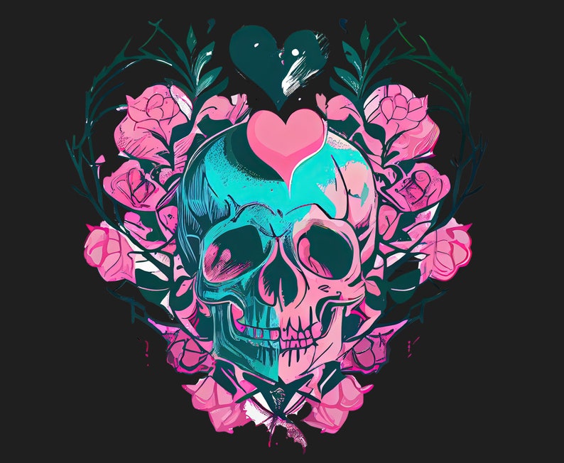 Skull Valentines Day Svg Skull Valentines Skull Heart Etsy