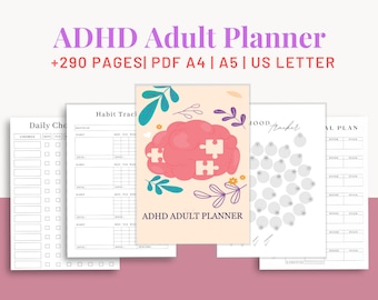 ADHD 大人用プランナー、ADHD プランナー印刷可能、ADHD 生産性プランナー、ADHD デジタル プランナー、ADHD ジャーナル印刷可能、ADHD 大人用プランナー PDF