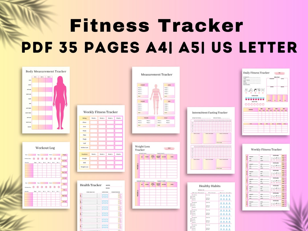 Fitness Planner Printable, Fitness Tracker, Weight Loss Tracker