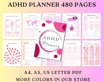 ADHD 大人用プランナー、ADHD プランナー印刷可能、ADHD 生産性プランナー、ADHD デジタル プランナー、ADHD ジャーナル印刷可能、ADHD 大人用プランナー PDF