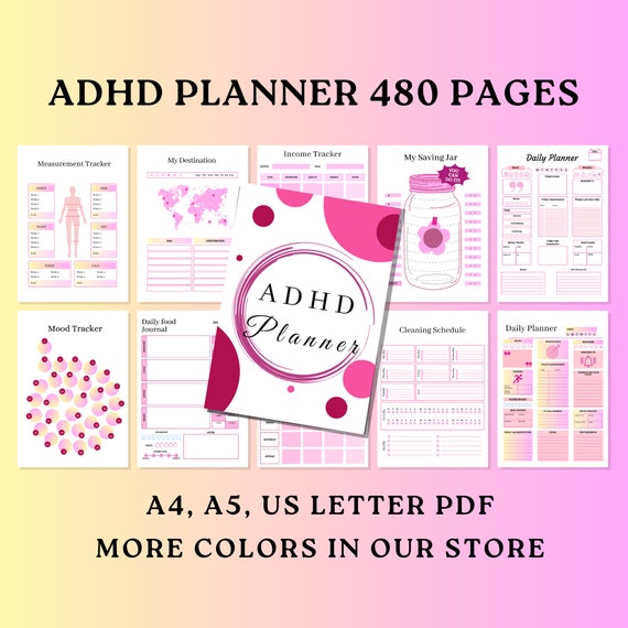 ADHD Adult Planner Printable, Productivity Journal (PDF)