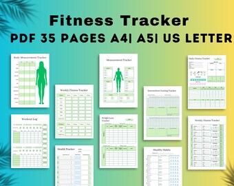 Fitness Planner printable, fitness tracker, weight loss tracker, workout planner, workout tracker, Fitness goals tracker, Diet planner