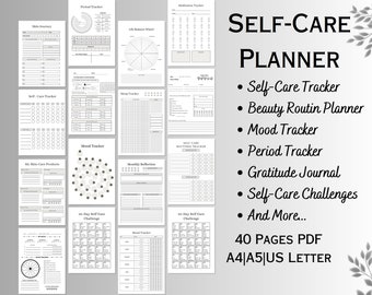 Self Care Journal Printable, Self Care Journal, Mood Tracker, Dankbarkeit Journal, Schlaf Tracker, Periode Tracker, Traum Journal Beauty Routine