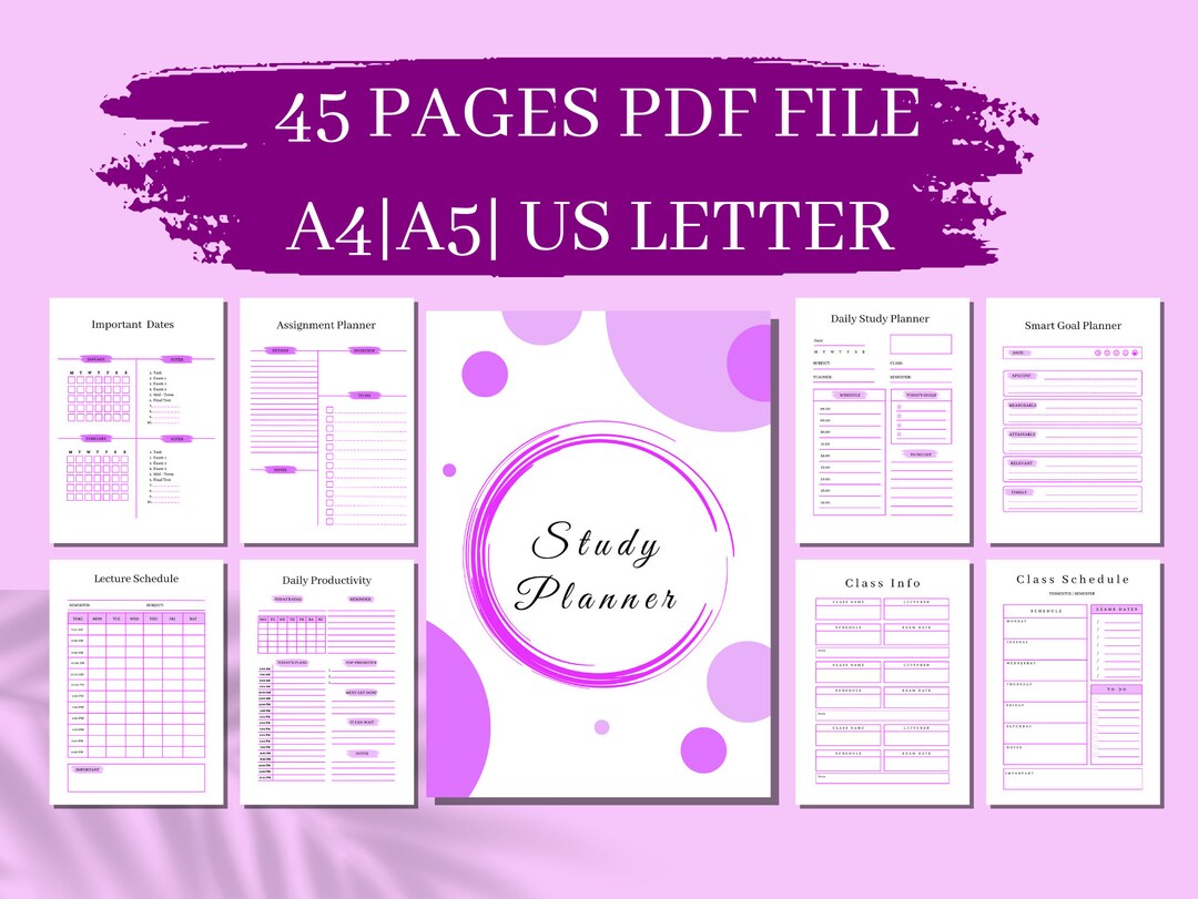 Student Planner Printable Study Planner Printable College Student 