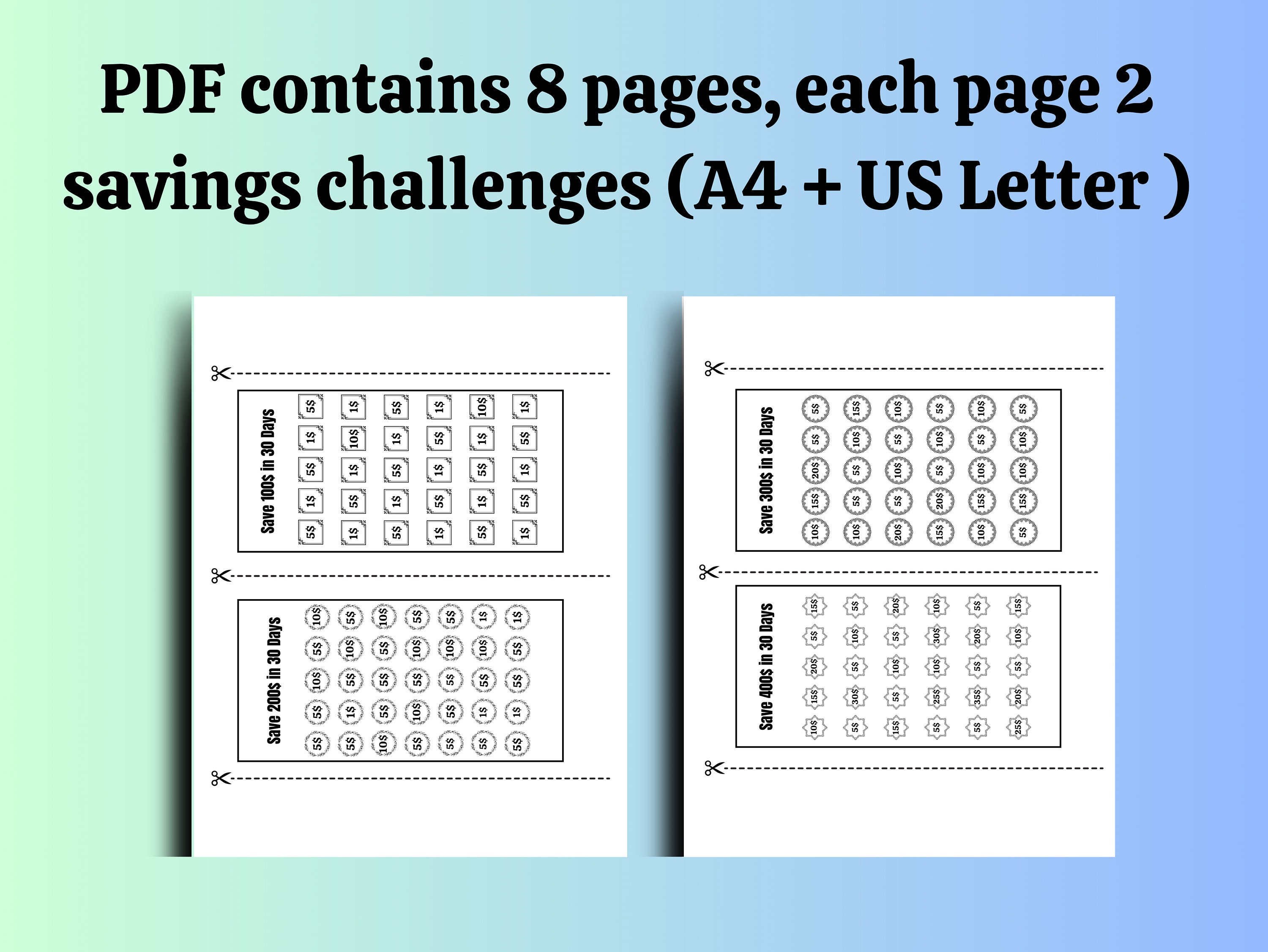 Saving Challenge Printable Printable Saving Challenge - Etsy