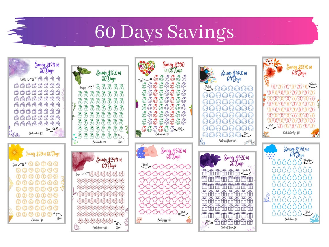 Savings Challenge Printable Printable Savings Challenge Etsy Savings Challenge Printable Printable Savings Challenge Etsy