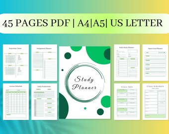 Student planner Printable, Study planner printable, College Student Planner, Academic Planner, High School Planner, Productivity Planner