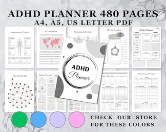 ADHD 大人用プランナー、ADHD プランナー印刷可能、ADHD 生産性プランナー、ADHD デジタル プランナー、ADHD ジャーナル印刷可能、ADHD 大人用プランナー PDF