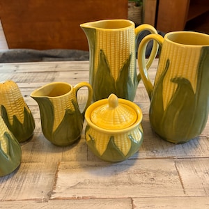 Shawnee Corn Ceramic Set of 6: salt/pepper, creamer/sugat, 2 pitchers