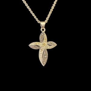 Sterling Silver Black & White Crystal Cross Pendant on Sterling Chain 18”