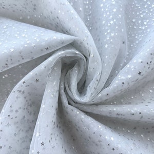 Ivory Tüll Stoff, Sterne Muster Tüll, Party Kleid Stoff, Tutus Kleid Tüll Stoff, Print Silber Sterne Stoff, Tüll Stoff für Kind ' s