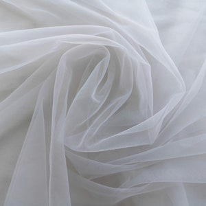 Soft Tulle Fabric,Veil Tulle Fabric,Light gray Tulle Fabric,Wedding Bridal Dress Mesh Tulle,59&quot; Width