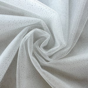 Ivory Sparkle Fabric,Stretch Tulle,Wedding Tulle Fabric,Apparel Tulle Fabric,DIY Sparkle  Tulle Fabric,Bridal Tulle Fabric,Prom Dress Fabric