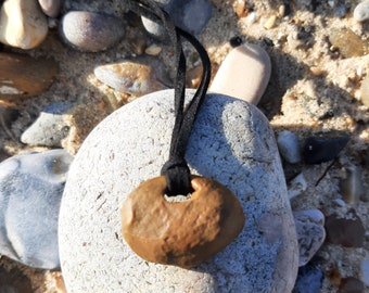 Unique gift - Pendant - Hag Stone - Mystical - Surf - Good Luck -Jewellery - Tailsman - Adder stone - Holey stone - handmade - natural