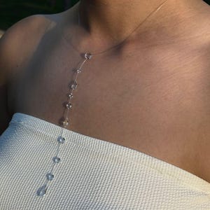 Waterdrop Necklace, Resin Jewerly, Unique Jewelly Dew Drop, Crystal Necklace, Bridal Jewelry, Resin Bead Necklace, Delicate Necklace