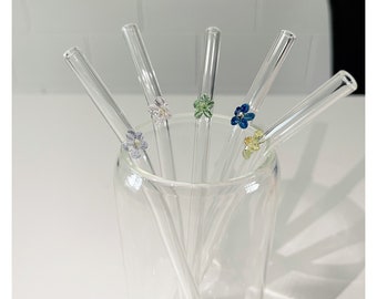 Reusable Flower Glass Straws