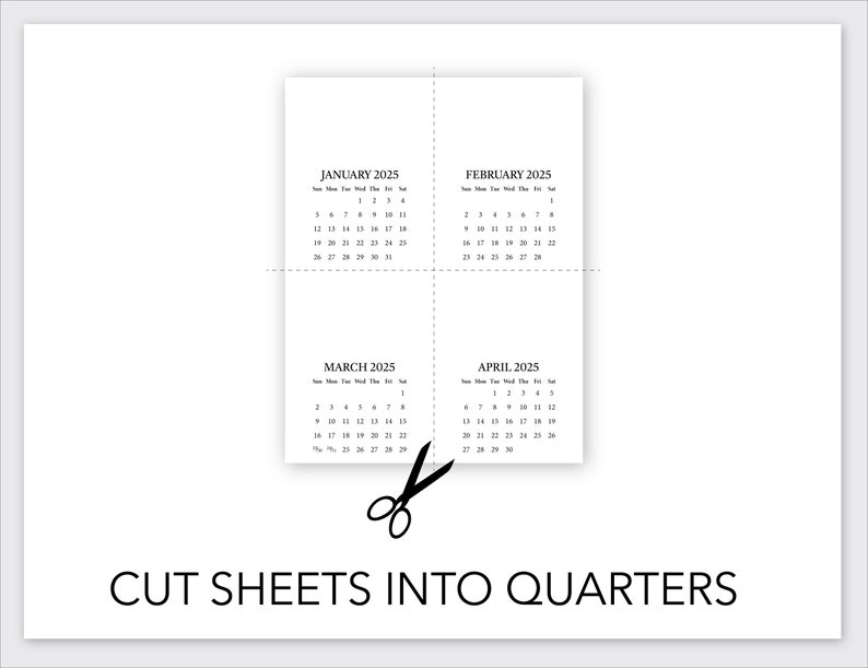 Printable BLANK DIY Calendar 2025 / Printable Mini Desk Calendar for ...