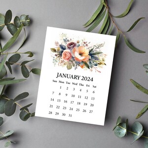 Printable BLANK DIY Calendar 2024 / Printable Mini Desk Calendar for Handmade Crafts, Gifts, Stampers, Easel Cards / A2 4.25 x 5.5 Inches image 8