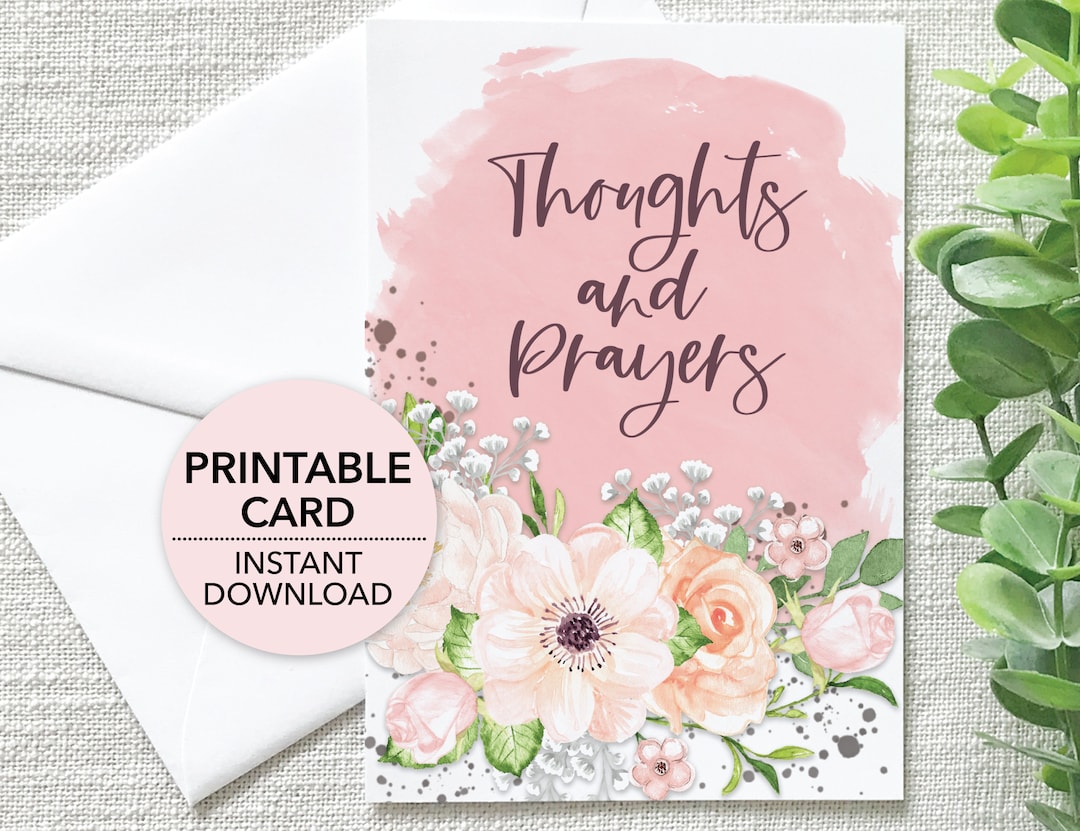Thoughts and Prayers Printable Card, Praying for You, Thinking of You ...