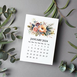 Printable BLANK DIY Calendar 2024 / Printable Mini Desk Calendar for Handmade Crafts, Gifts, Stampers, Easel Cards / A6 5x7 Inches image 8