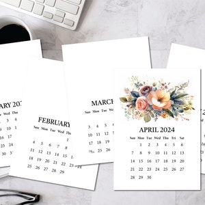 Printable BLANK DIY Calendar 2024 / Printable Mini Desk Calendar for Handmade Crafts, Gifts, Stampers, Easel Cards / A6 5x7 Inches image 2