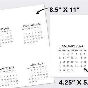 Printable BLANK DIY Calendar 2024 / Printable Mini Desk Calendar for Handmade Crafts, Gifts, Stampers, Easel Cards / A2 4.25 x 5.5 Inches image 4