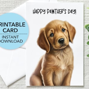 Glückliche Pawther's Day druckbare Karte, Golden Retriever glücklicher Vatertag, Karte vom Hund, Karte für Hundevater, Umschlag Vorlage + Ecard