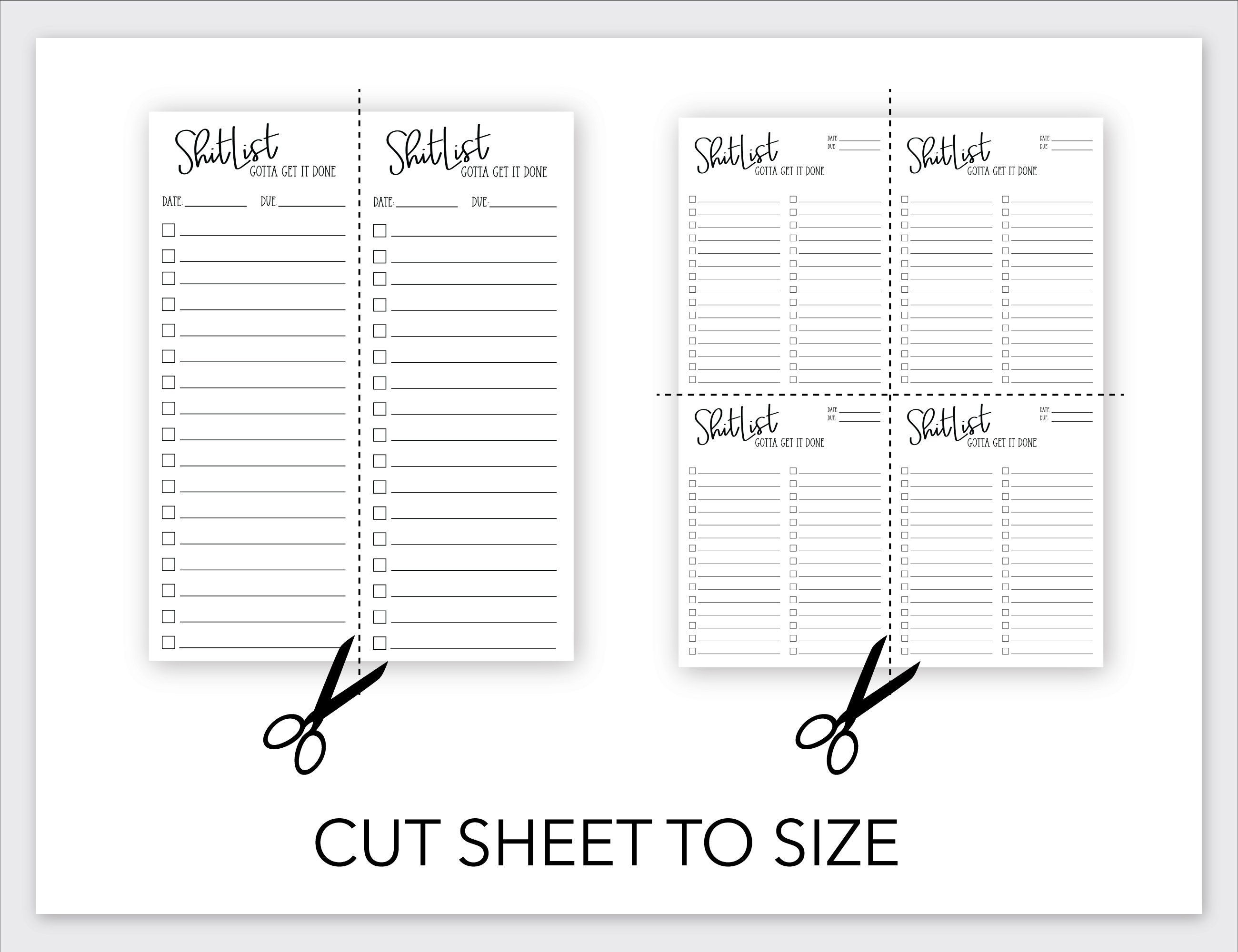 Shit List Printable to Do Lists and What Needs to Get Done - Etsy