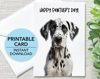 Happy Pawther's Day Printable Card, Great Dane Happy Father's Day, Card From Dog, Card for Dog Dad, Envelope Template + Ecard