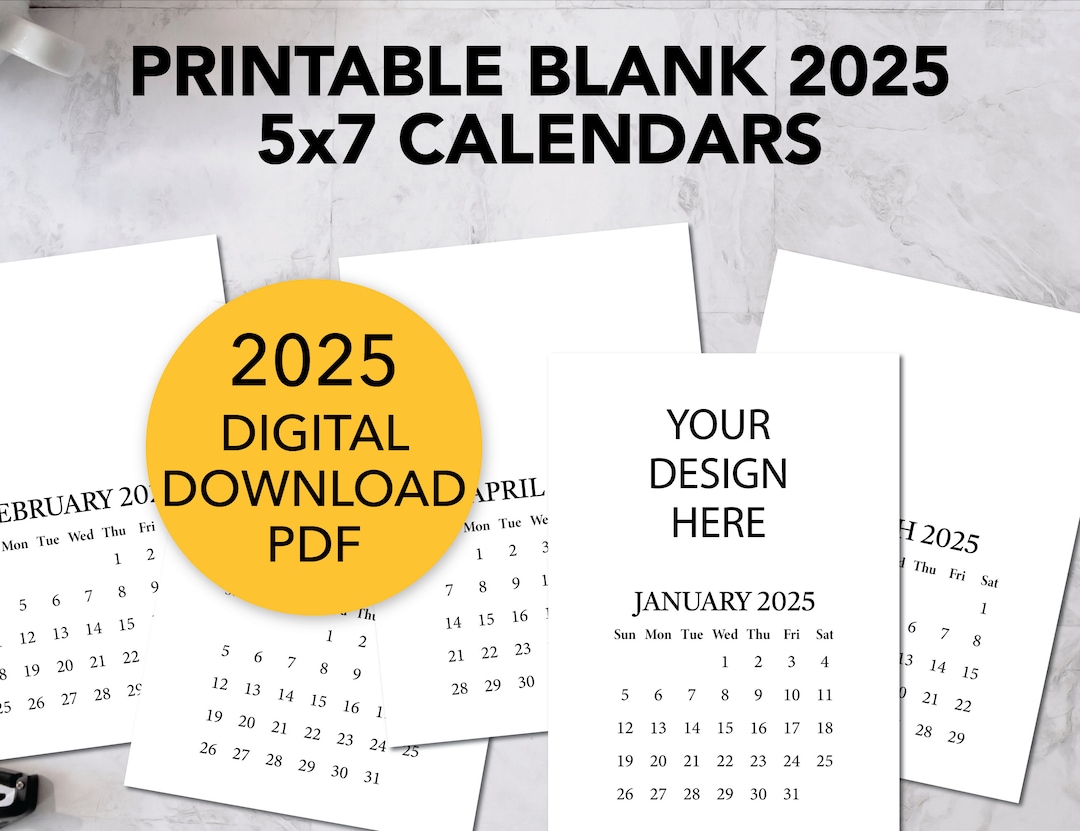 Printable BLANK DIY Calendar 2025 / Printable Mini Desk Calendar for ...