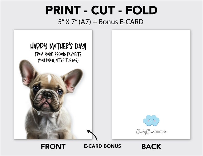 PRINTABLE Mother’s Day Card, French Bulldog, Dog Mom, Frenchie, Mother ...