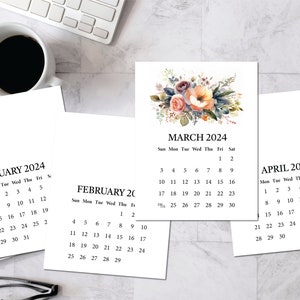 Printable BLANK DIY Calendar 2024 / Printable Mini Desk Calendar for Handmade Crafts, Gifts, Stampers, Easel Cards / A2 4.25 x 5.5 Inches image 2