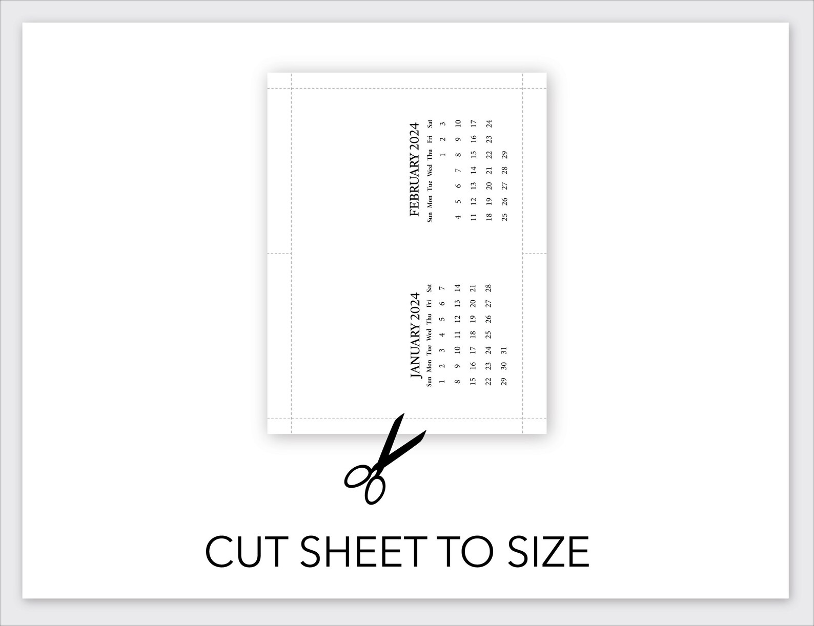 Printable BLANK DIY Calendar 2024 / Printable Mini Desk Calendar for