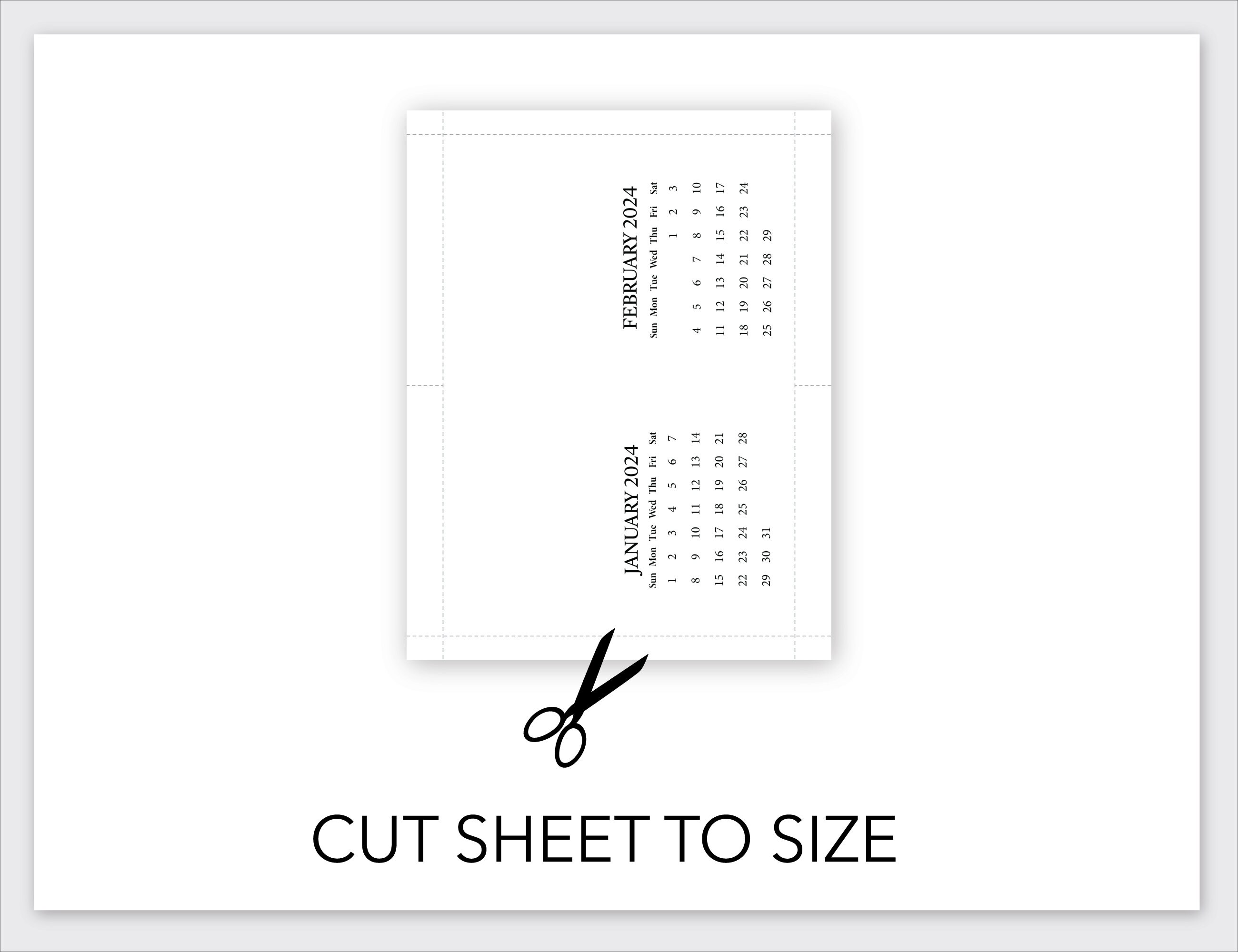 Printable BLANK DIY Calendar 2024 / Printable Mini Desk Calendar for