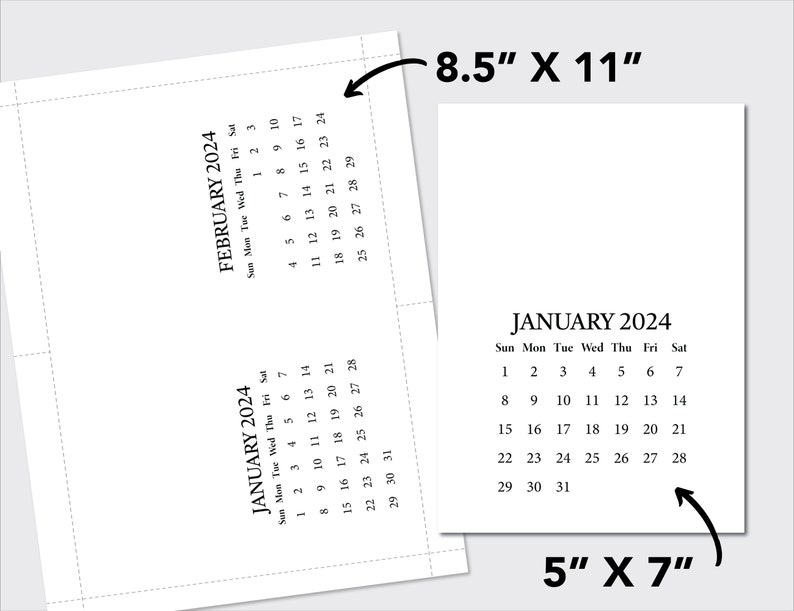 Printable BLANK DIY Calendar 2023 / Printable Mini Desk Etsy