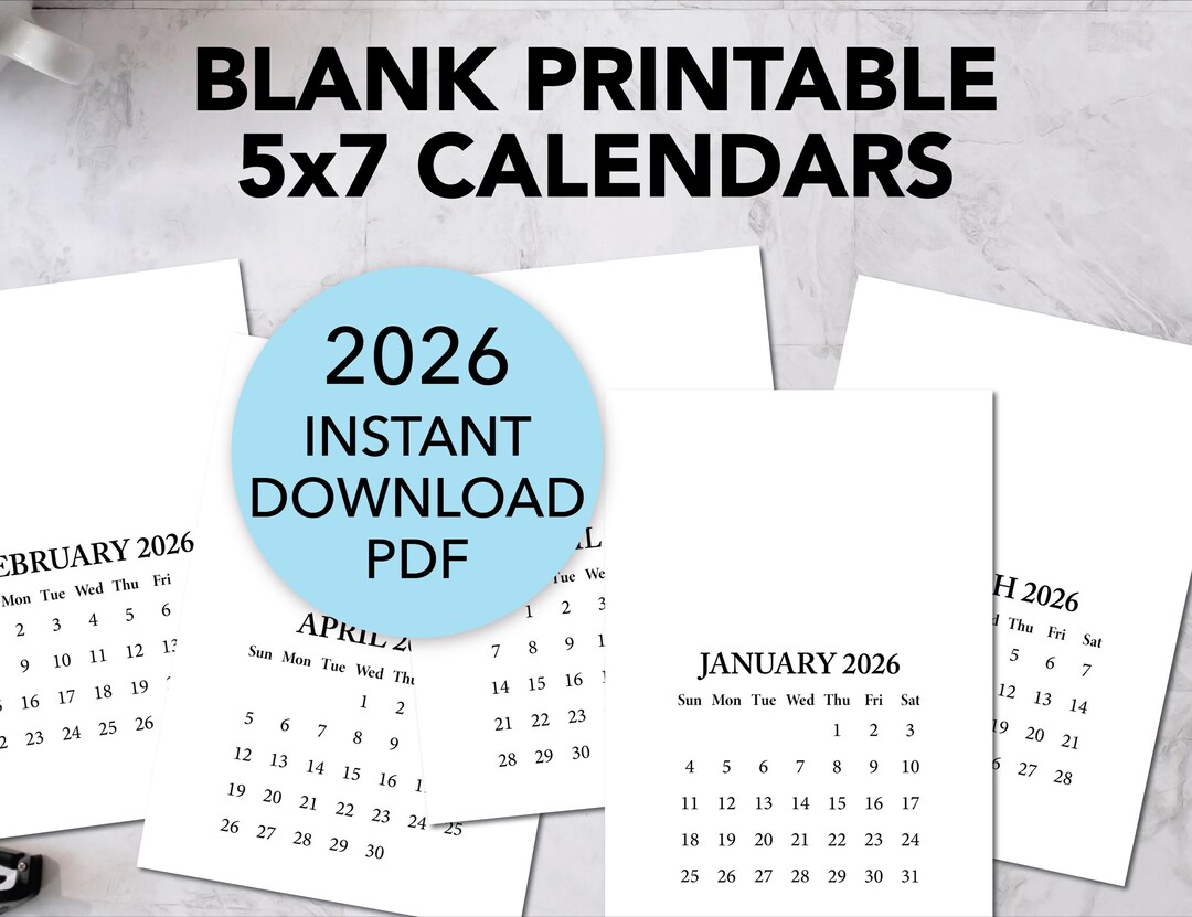 Printable BLANK DIY Calendar 2026 PDF, Mini Calendar for Handmade