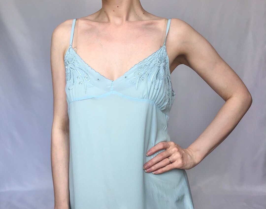 Blue Silk 1960s Vintage Slip Dress Etsy Sweden