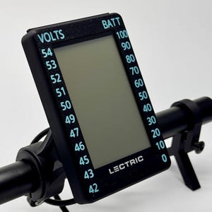 Lectric Ebikes Black Screen Cover with blue Battery to voltage graph on the sides by ebikebetter makes a great accessory to you bicycle