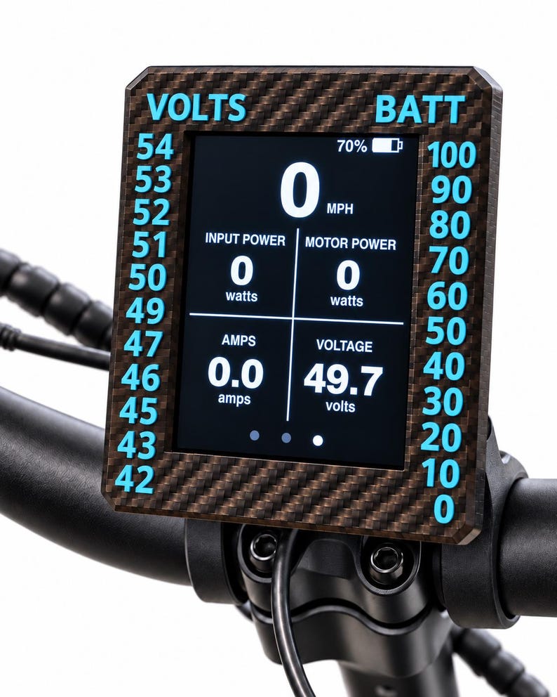 Lectric eBikes XP 4.0 / Trike2 / XPress2 / XPress Lite - Carbon Fiber Style Display Screen Protector Weather Resistant Easy Install Cover Lt Blue  / Carbon