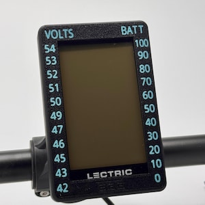 Lectric Ebikes Black Screen Cover with blue Battery to voltage graph on the sides by ebikebetter makes a great accessory to you bicycle