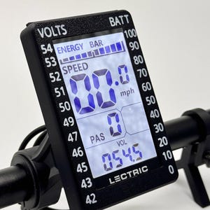 Lectric Ebikes Black Screen Cover with blue Battery to voltage graph on the sides by ebikebetter makes a great accessory to you bicycle