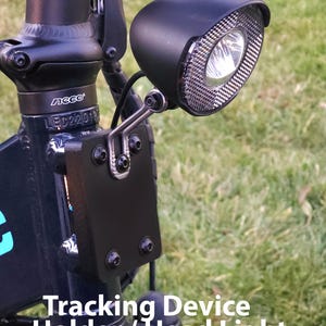 Lectric Ebikes Headlight Relocation SySTEM with Apple Air Tag / Tile Sticker / Galaxy SmartTag2 Holder - Single point mount