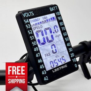 Lectric Ebikes Display Cover - Clear Shield w/ Battery & Voltage Chart -  Fits Lectric Models w/ Monochrome Screen M5N - (lt. blue/black)