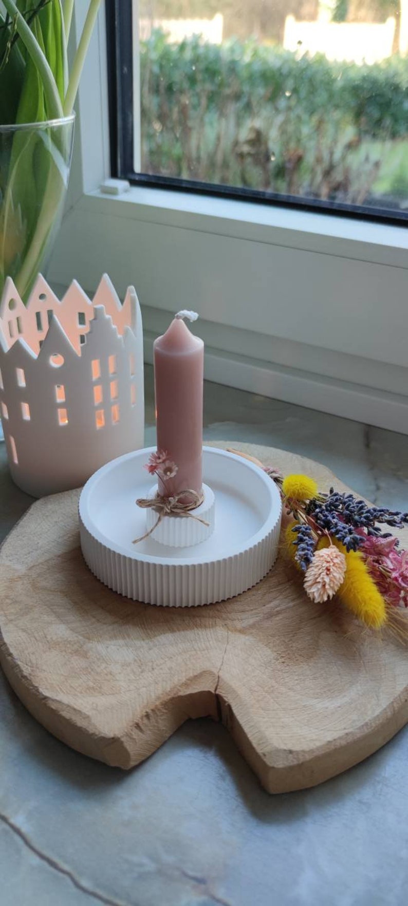 Small fluted candle plate made of Raysin image 1