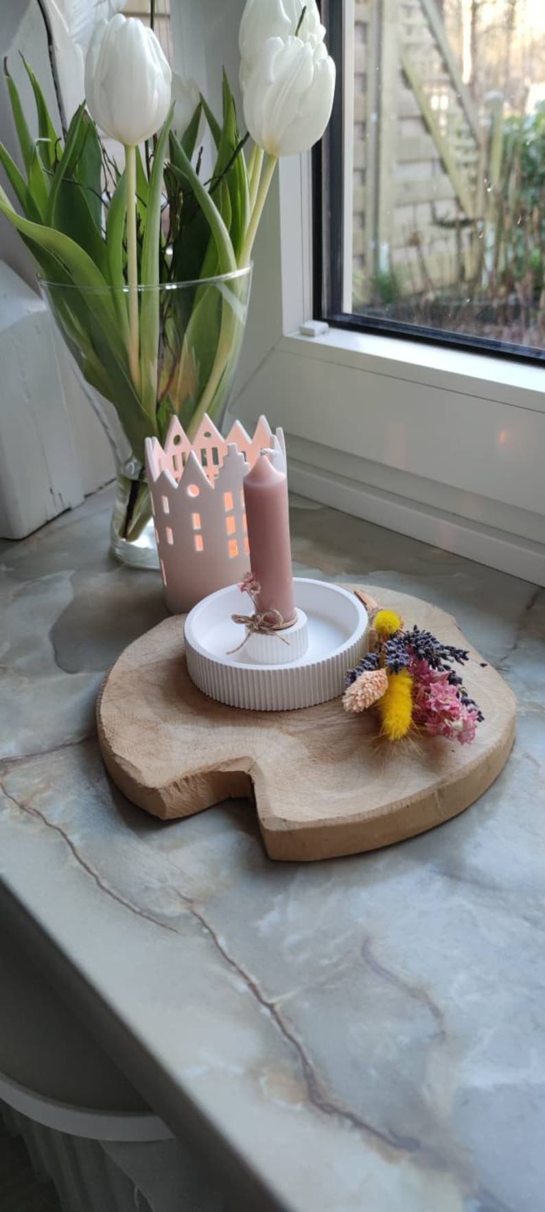 Small fluted candle plate made of Raysin image 2