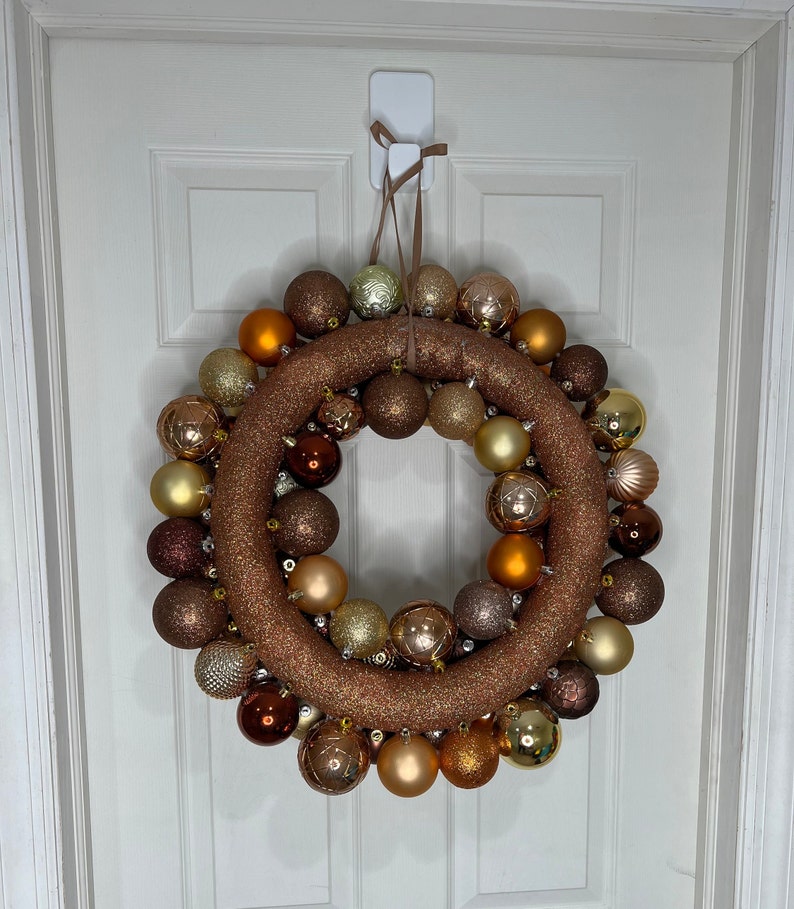 Fall/winter Ornament Ball Wreath Honey Wheat shatterproof Ready to Ship