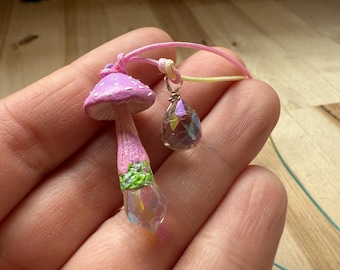 Crystal Sparkling Mushroom Pendant Charm