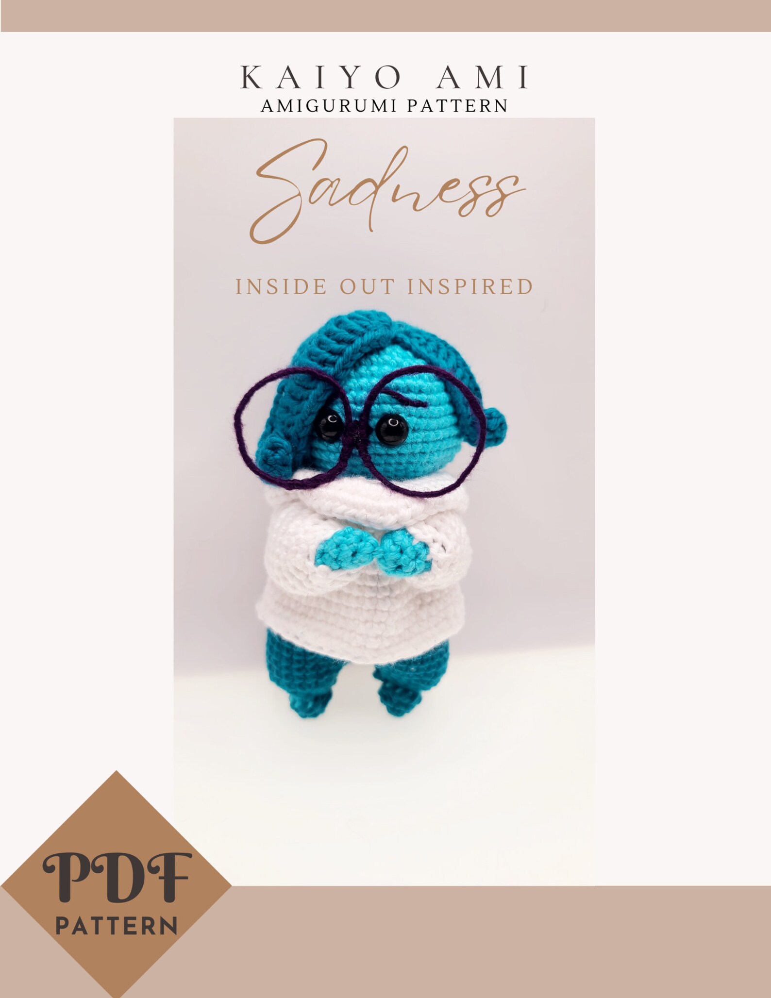 Sadness Pattern Buy Sadness Inside Out Inspired PDF Pattern amigurumi Doll Emotion ...
