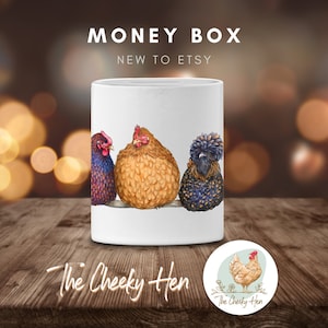 Ceramic Money Box &quot;Bedtime&quot;, Chicken gifts, Garden gifts, Chicken merchandise, Piggy bank, Honesty Box