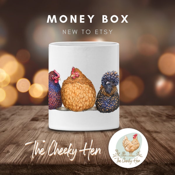 Ceramic Money Box "Bedtime", Chicken gifts, Garden gifts, Chicken merchandise, Piggy bank, Honesty Box